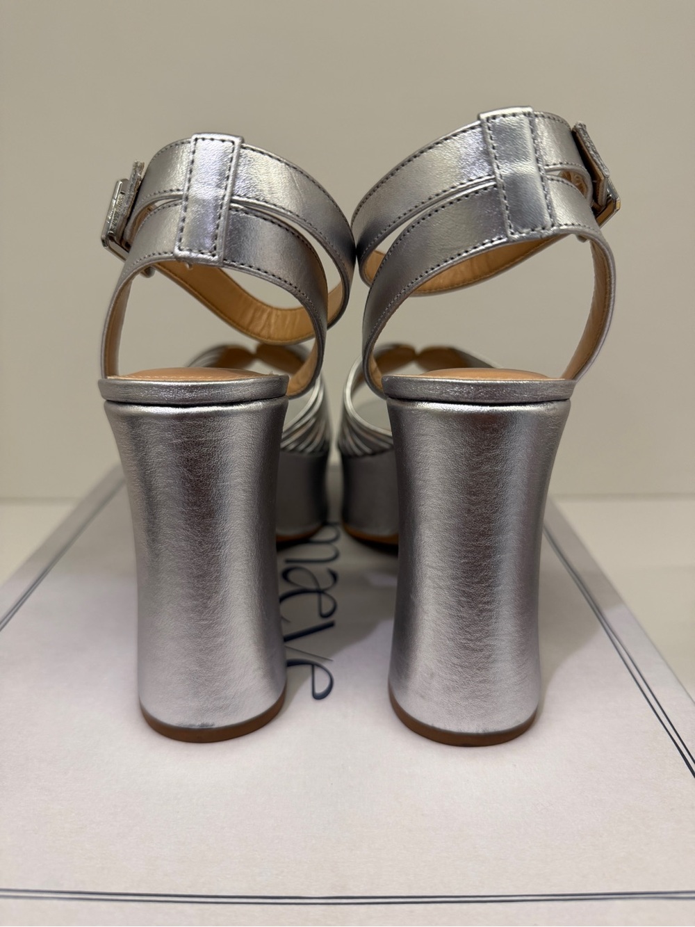 NWT Anthropology Maeve Platform Heels in Silver - Picture 6 of 7